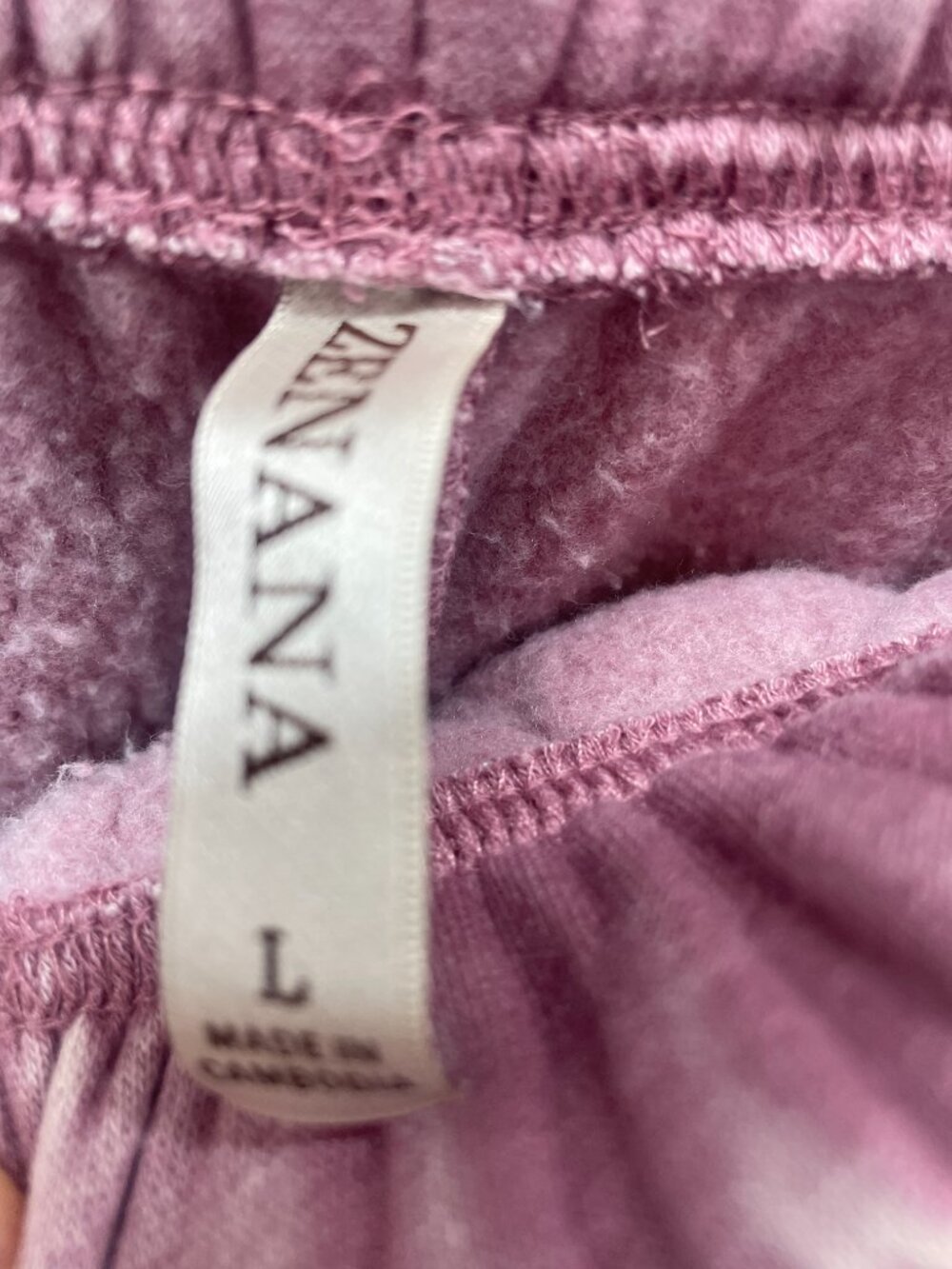 Zenana Acid Wash Fleece Jogger Sweatpants w/ Pockets in Light Rose LARGE - Picture 4 of 5